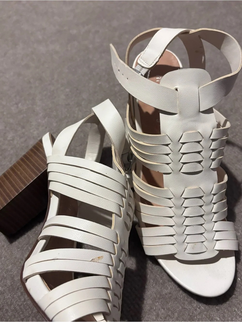 Steve Madden White Strappy Block Heel Sandals